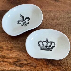 Paris Themed Trinket Dishes (2) Set of 2 White Black